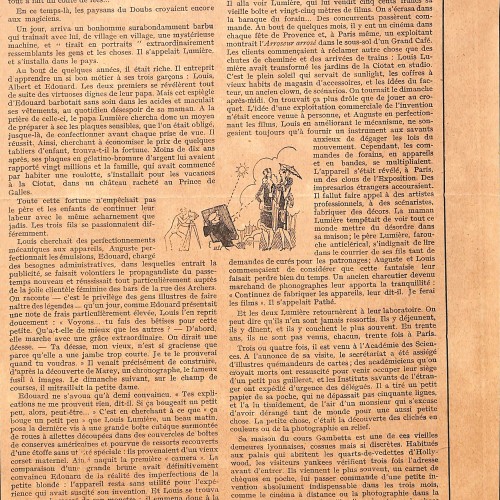 Recorte de revista Fantasio con artículos sobre Louis Lumière y el romanticismo