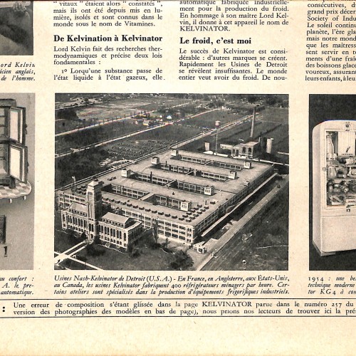 Recorte de revista Paris Match sobre Kelvinator (1954)