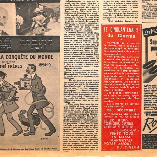 Recorte de revista sobre el Cincuentenario del Cinematógrafo Lumière