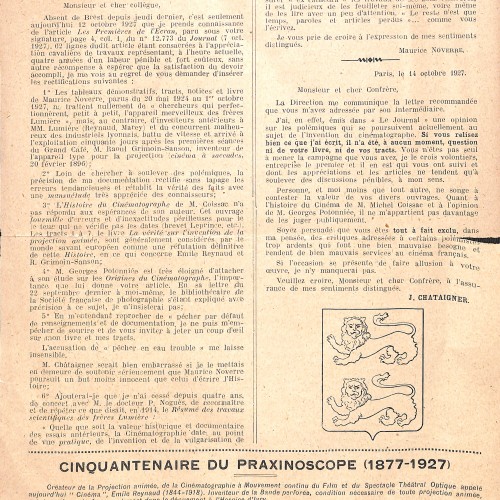 Documento impreso 'Le Nouvel Art Cinématographique' sobre los orígenes del cine (1927)
