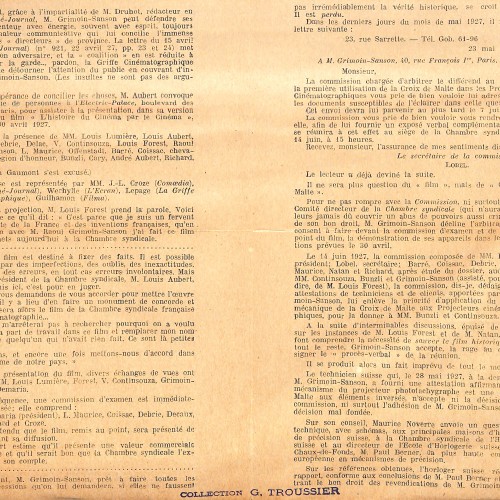 Documento impreso sobre la historia del cine por el cine, abril 1929