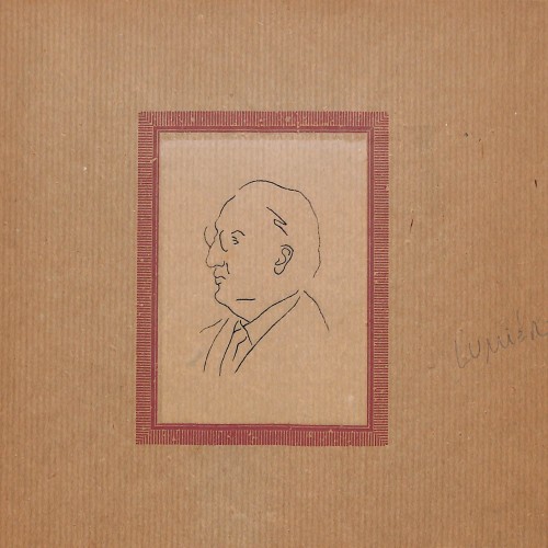 Lámina biográfica de Raoul Grimoin-Sanson con ilustración