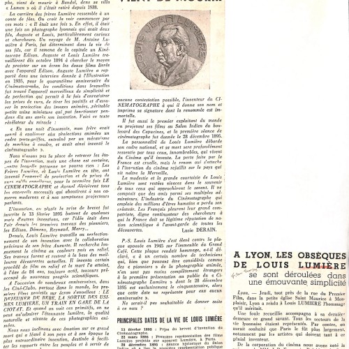 Recorte de prensa sobre el obituario de Louis Lumière