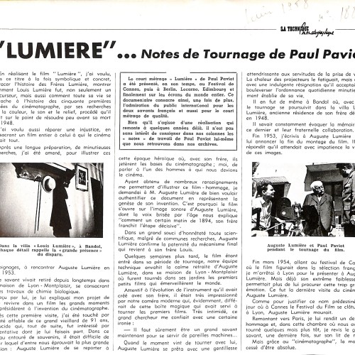 Extracto de la revista 'La Technique Cinématographique' con artículo sobre Louis Lumière