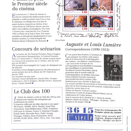 Boletín informativo "La Lettre du premier siècle du cinéma" n°7