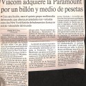 Recorte de periódico español sobre la adquisición de Paramount por Viacom