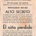 Programa de mano de cine doble: 'El niño perdido' y 'Alto Secreto'