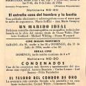Programa de mano de cine de la película "El tesoro del Cóndor de Oro"
