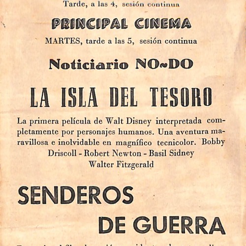 Programa de mano de la película 'Senderos de Guerra'