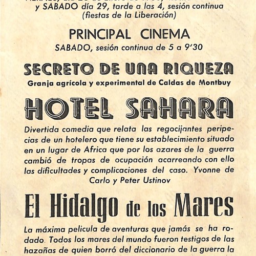 Programa de mano de la película 'El hidalgo de los mares' (1951)