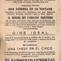 Programa de mano impreso de las películas "El Sargento Inmortal", "Una sombra en la ventana", "El hombre que fabricaba monstruos