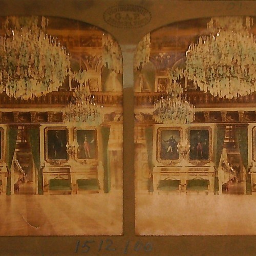 Tarjeta estereoscópica 'Tissue' francesa (Salle des Maréchaux, Palais des Tuileries)