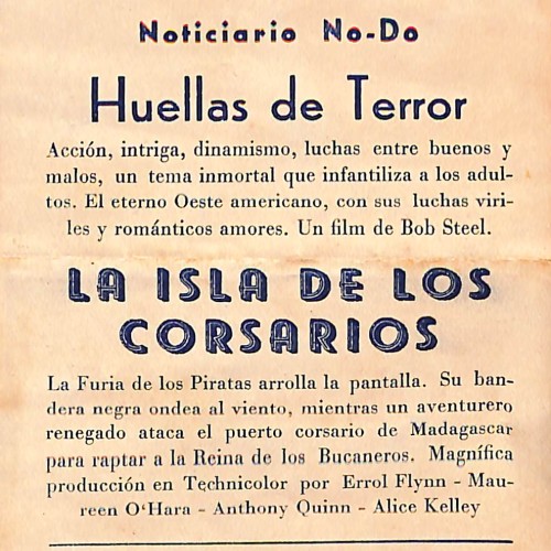Programa de mano de la película "La Isla de los Corsarios"