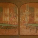 Vista estereoscópica sobre papel tissue ('tissue stereoview') coloreada a mano de la 'Salle de Billard' (Château de St-Cloud)