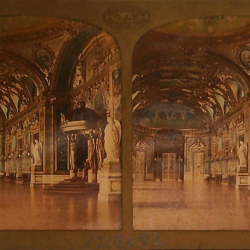 Tarjeta estereoscópica 'Tissue' francesa: Salle du Trône (Palais du Sénat)