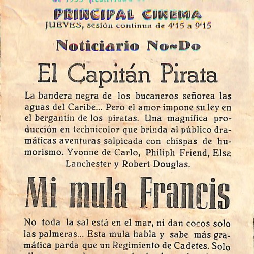 Programa de mano de la película 'Mi mula Francis' (1950)