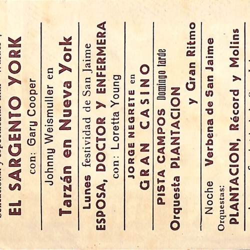 Programa de mano de la película "Tarzán en Nueva York" (1942)