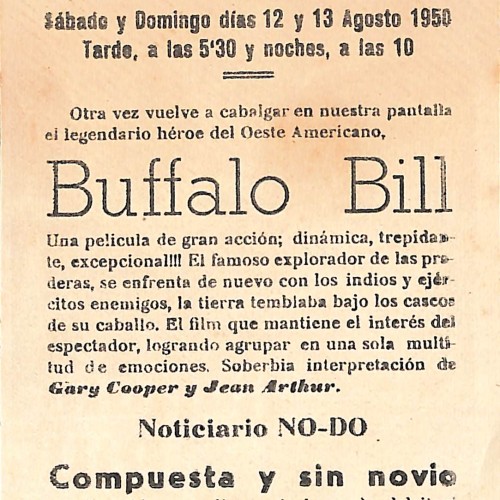 Programa de mano de la película 'Buffalo Bill', 1950