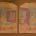 Tarjeta estereoscópica 'Tissue' (papel tisú) coloreada a mano, Chambre à coucher de Louis XIV