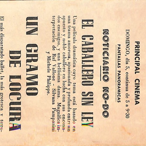 Programa de mano de la película 'Un gramo de locura' (Knock on Wood, 1954), protagonizada por Danny Kaye y Mai Zetterling, proye