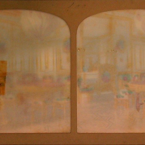 Vista estereoscópica en tejido iluminado (tissue): Salón de recepción de S.M. L'Empereur, Château de St. Cloud