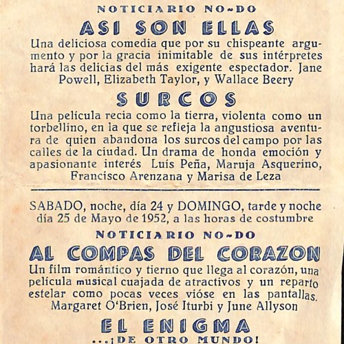 Programa de mano de la película 'El Enigma... ¡De otro mundo!' (1951)