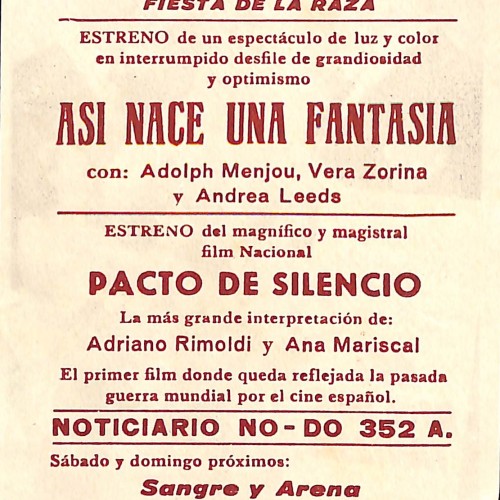 Programa de mano de cine de la película 'Así nace una fantasía' (The Goldwyn Follies)