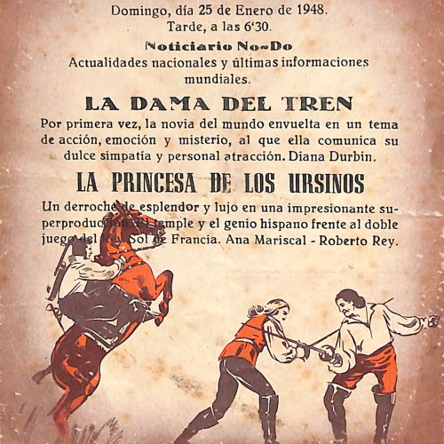 Programa de mano de la película "La Princesa de los Ursinos"