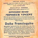 Programa de mano de la película "Doña Francisquita" (1952), dirigida por Ladislao Vajda.