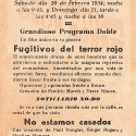 Programa de mano de la película 'Fugitivos del terror rojo' (Cine Casino Caldense, 1954)