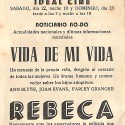 Programa de mano de la película 'Rebeca', dirigida por Alfred Hitchcock, para los cines Casino e Ideal