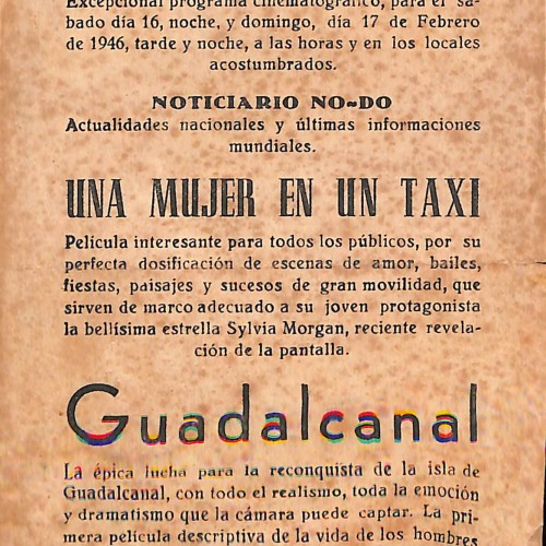 Programa de mano de la película Guadalcanal