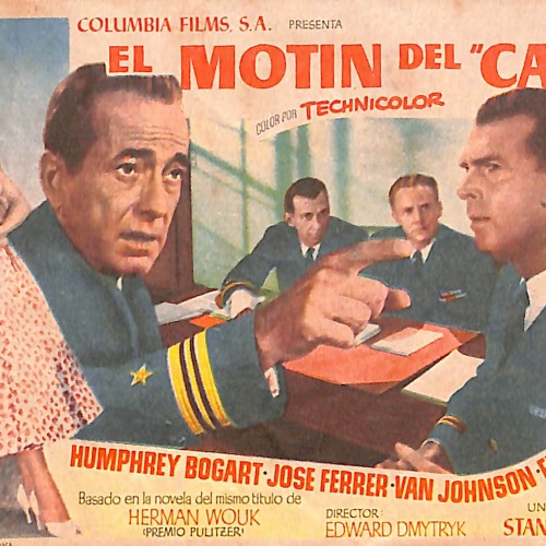 Programa de mano de la película "El motín del Caine" (The Caine Mutiny), publicidad del Ideal Cine y Principal Cinema