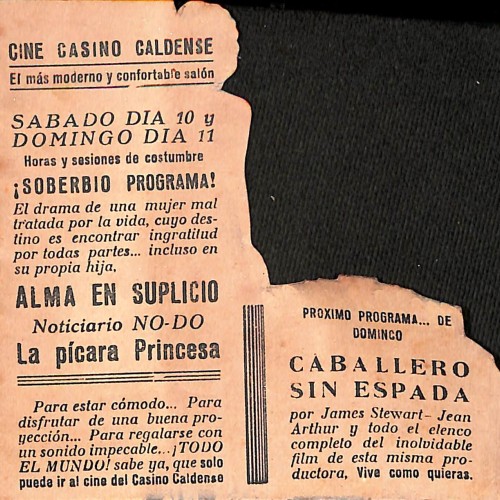 Programa de mano troquelado de la película "Alma en suplicio" (Mildred Pierce)