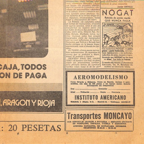Recorte de prensa con anuncio de la película "Vicios privados, públicas virtudes"