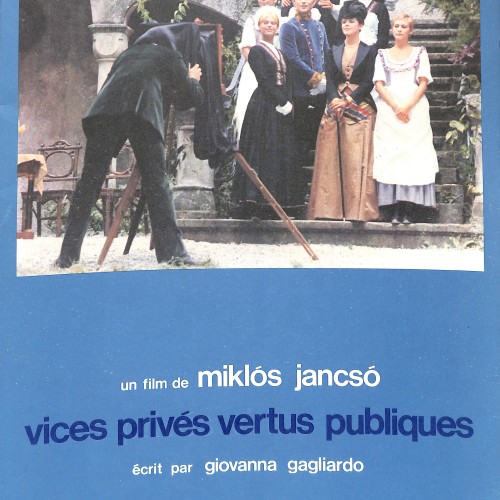 Cartel publicitario o fotocromo de la película Vices privés vertus publiques de Miklós Jancsó