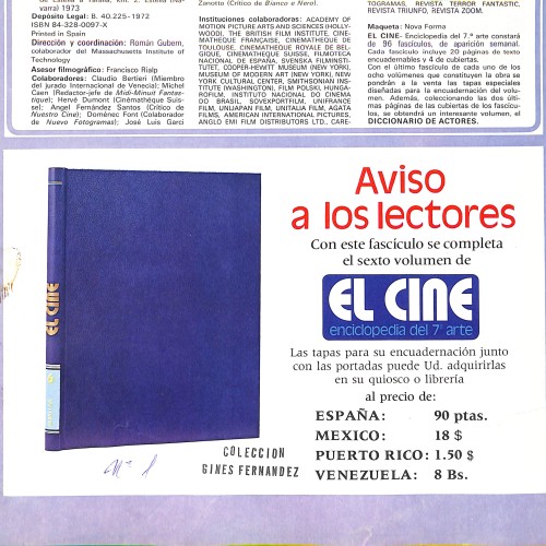 Fascículo de 'El Cine - Enciclopedia del 7.º arte' dirigido por Román Gubern