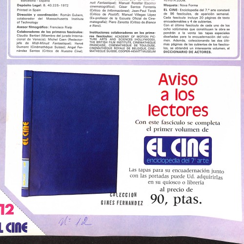 Fascículo número 12 de la enciclopedia 'El Cine. Enciclopedia del 7º arte'