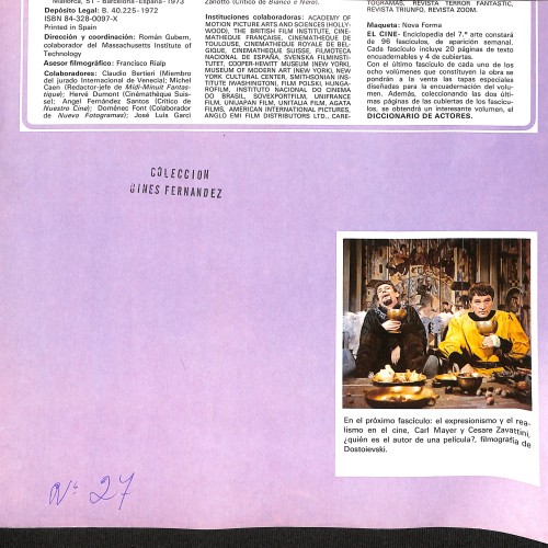 Fascículo 'El Cine: Enciclopedia del 7º Arte', Nº 27