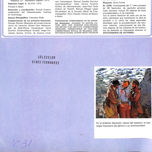 Fascículo de 'EL CINE - Enciclopedia del 7.º arte' (Fascículo N.º 31)