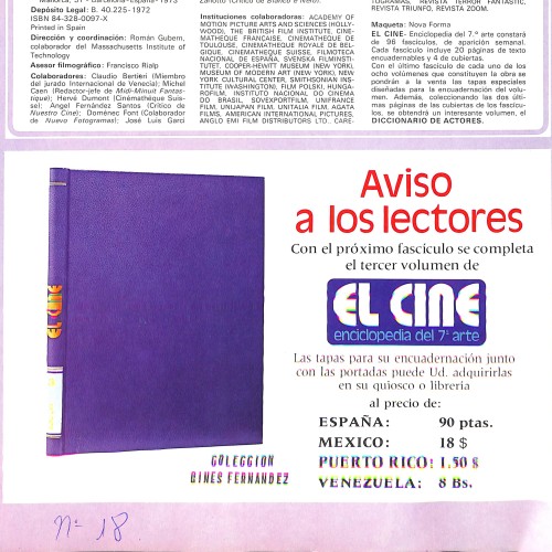 Fascículo de 'El Cine: Enciclopedia del 7º Arte' (volumen 3, aviso n.º 18)