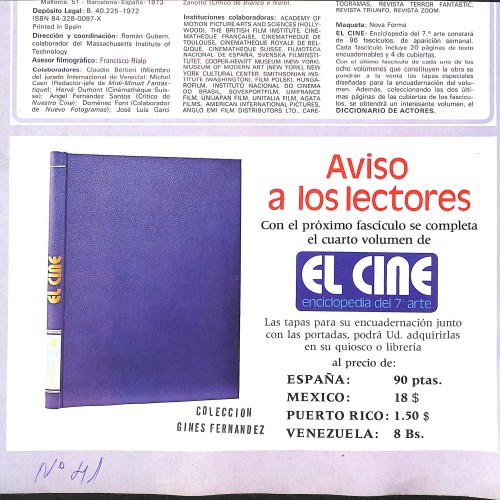 Fascículo de la enciclopedia "El Cine", volumen 4, nº 41