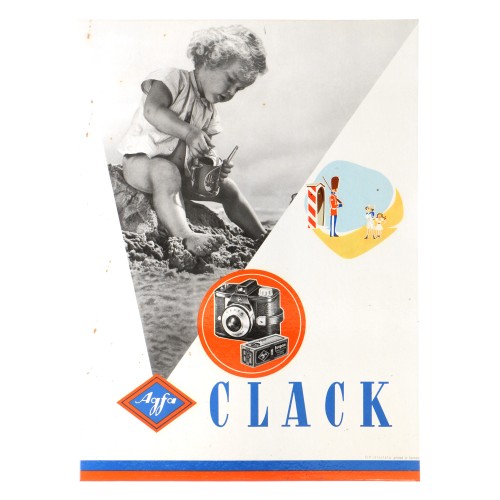 Cartel publicitario Agfa del modelo de camara Clack
