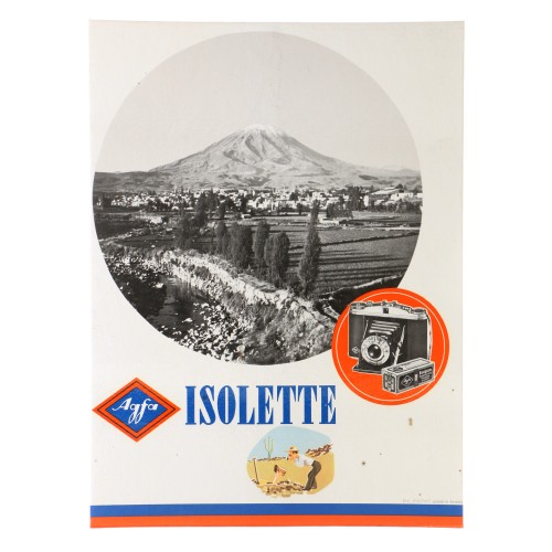 Cartel publicitario Agfa del modelo de camara Isolette
