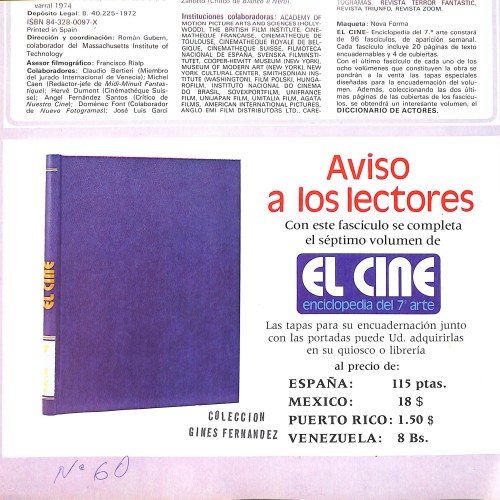 Fascículo de la enciclopedia "El Cine: Enciclopedia del 7º arte"