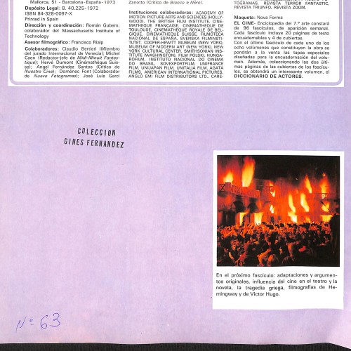 Fascículo de El Cine. Enciclopedia del 7º Arte, Nº 63