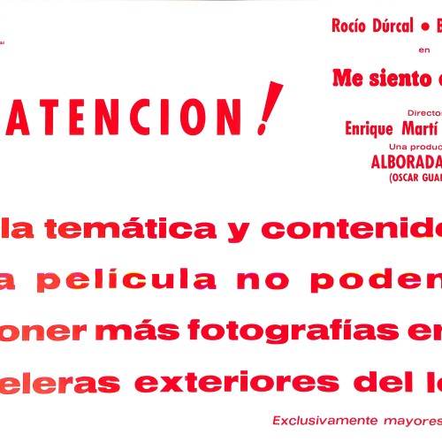Cartel publicitario de advertencia para la película "Me siento extraña" (1977)