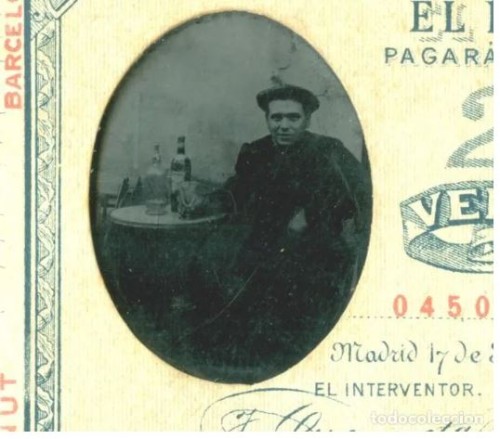 Ferrotipo y billete con fotografía 1899