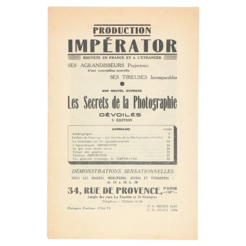 Revista Production IMPÉRATOR, Les Secrets de la Photographie