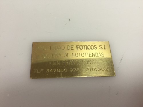 Nameplate for equipment owned franchised stores in Foticos